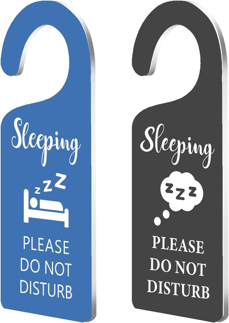 CHGCRAFT 2Pack Sleeping Do Not Disturb Door Sign - Engraved Acrylic Hanger for Home, Bedroom, Hotels, Hospital - Image 1